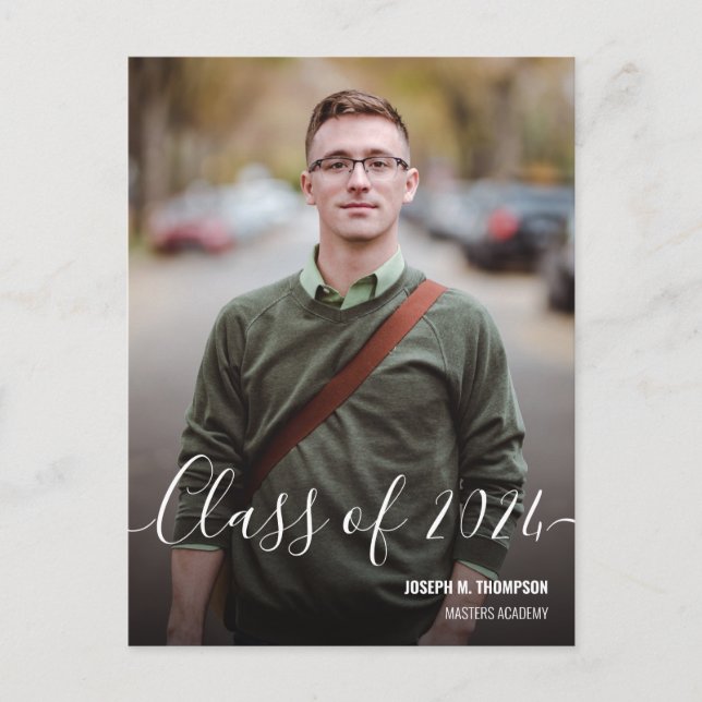 Postal De Anuncios Clase de Foto de Graduado Masculino de 2024 (Anverso)