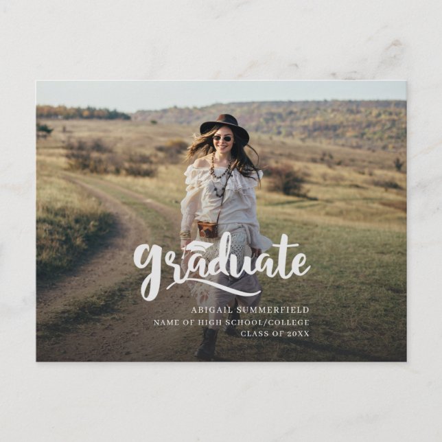 Postal De Anuncios Clase de graduación de 2022 Script con foto (Anverso)