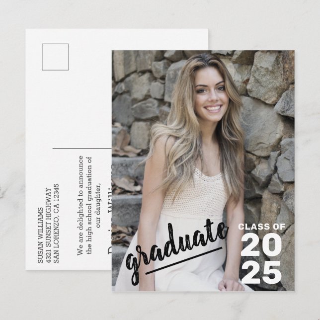 Postal De Anuncios Clase de Graduación de la Escuela Secundaria Moder (Anverso / Reverso)