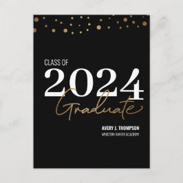 Postal De Anuncios Clase de Graduado de Oro Negro de 2024