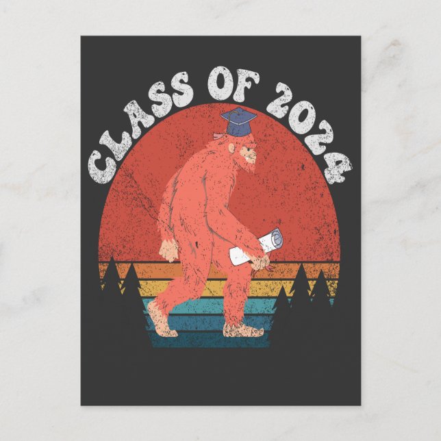 Postal De Anuncios Clase De Regalo Retro Bigfoot De Graduación Gratui (Anverso)