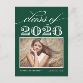 Postal De Anuncios Clase de Verde Vintage 2026 Foto Graduación