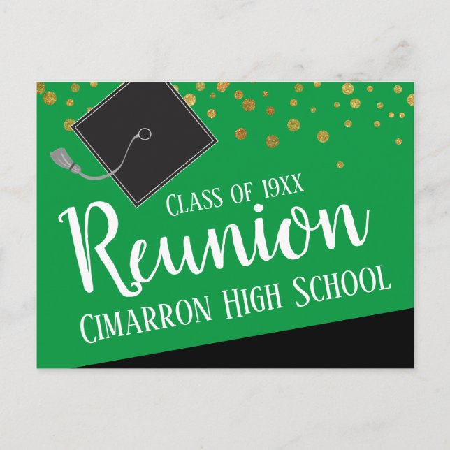 Postal De Anuncios Clase escolar Reunión Faux Gold Confetti (Anverso)