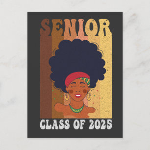 Postal De Anuncios Clase Senior 2025 Negro Inteligente Afro Melanina 