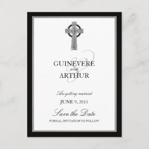 Postal De Anuncios Clásico Ahorro de Fecha de Boda Cruz Celta