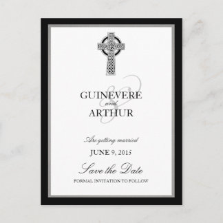 Postal De Anuncios Clásico Ahorro de Fecha de Boda Cruz Celta