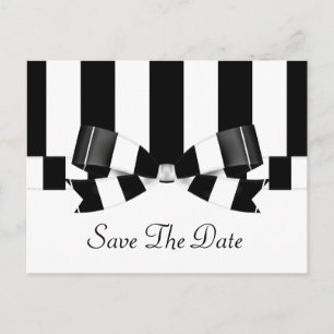 Postal De Anuncios Clásico Boda de rayas blancas y negras