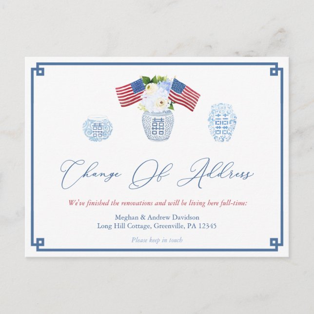 Postal De Anuncios Clásico cambio de dirección rojo blanco y azul del (Anverso)