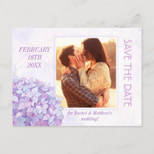 Postal De Anuncios Clásico Hydrangea Boda Foto Guardar la fecha