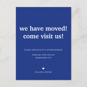 Postal De Anuncios Clásico Minimalista Azul Real Nos Hemos Mudado Mud