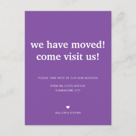 Postal De Anuncios Clásico Minimalista Morado Nos Hemos Mudado Anunci