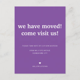 Postal De Anuncios Clásico Minimalista Morado Nos Hemos Mudado Anunci