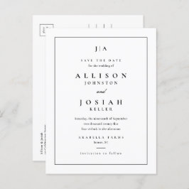 Postal De Anuncios Clásico Monograma de Boda Guardar la Fecha