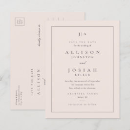 Postal De Anuncios Clásico Monograma de Boda Guardar la Fecha