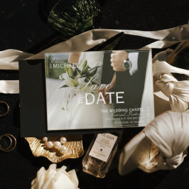 Postal De Anuncios Clásico Negro Foto Editorial Save the Date