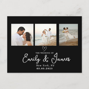 Postal De Anuncios Clásico Strip Vertical de Fotos con Escritura Boda