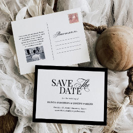 Postal De Anuncios Classic Luxe | Blanco y negro Guardar la fecha