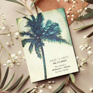 Postal De Anuncios Clave de árbol de palmas tropical Boda occidental