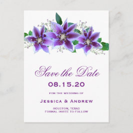 Postal De Anuncios Clematis Chic Clásico Ahorra la Fecha de la Boda