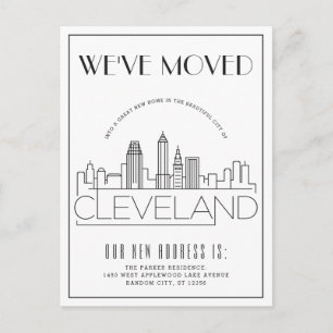 Postal De Anuncios Cleveland, Ohio Moderno Deco   Cambio de Dirección