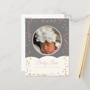 Postal De Anuncios Cloud Confetti Dot Border Baby Gray Pink