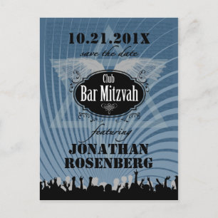 Postal De Anuncios Club Bar Mitzvah Navy Blue Save the Date