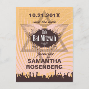 Postal De Anuncios Club Bat Mitzvah Guardar la Fecha