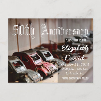 Postal De Anuncios Coches Rojos Antiguos 50 Aniversario