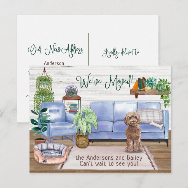 Postal De Anuncios Cockapoo Hogar Nuevo Mudanza (Anverso / Reverso)