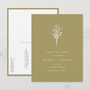Postal De Anuncios Código QR botánico Gold Boho Guardar fecha