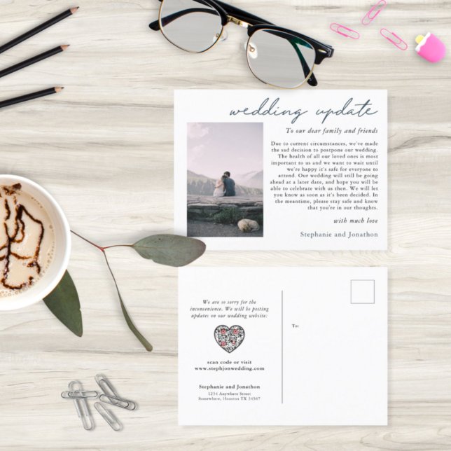 Postal De Anuncios Código QR de actualización de fotos de aplazamient (Subido por el creador)