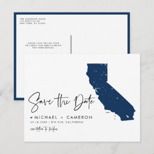 Postal De Anuncios Código QR del Mapa de California Azul Marino Guard