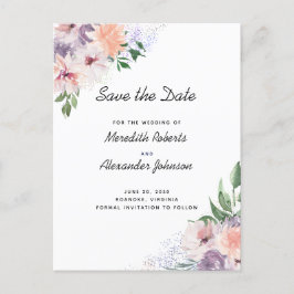 Postal De Anuncios Código QR Floral de Melocotón Púrpura Polvoriento