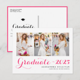 Postal De Anuncios Colage de Fotos de la Clase de 2026 Rosa Brillante