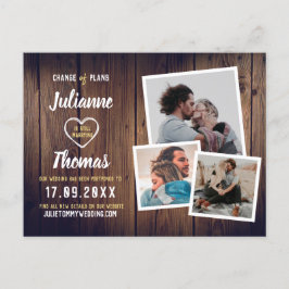 Postal De Anuncios Colage de Fotos de Madera Rústica Cambio de Planes