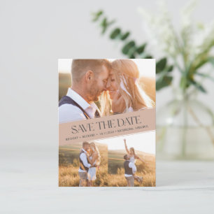 Postal De Anuncios Colaje de Fotos Boho Boda Rústica Guardar la Fecha