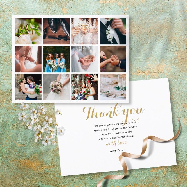 Postal De Anuncios Colaje de fotos de boda moderno elegante agradecim (Subido por el creador)