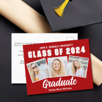 Colaje de Fotos de Graduación Rojo y Blanco Gradua