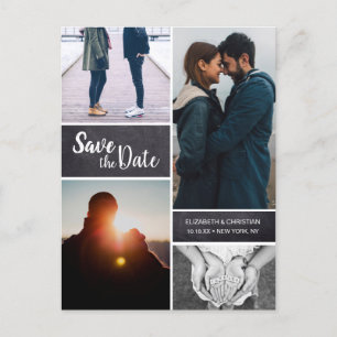 Postal De Anuncios Colaje de fotos personalizado y vertical para Save