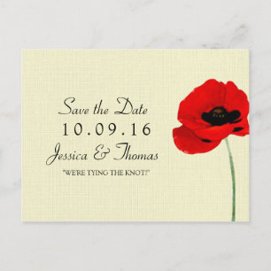 Postal De Anuncios Colección de Boda Floral Amapolas Acuarela Rojos