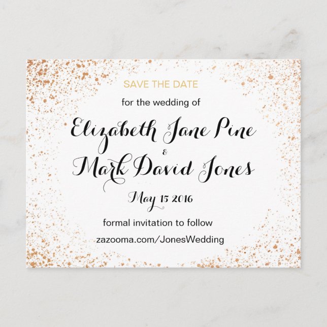 Postal De Anuncios Colección de Boda Spray de Cobre Guardar la Fecha (Anverso)