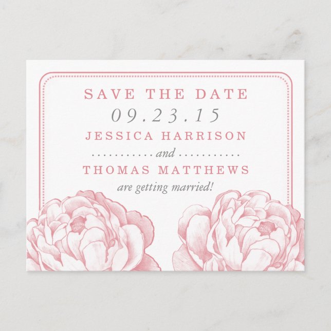 Postal De Anuncios Colección de Bodas florales de Peony (Anverso)