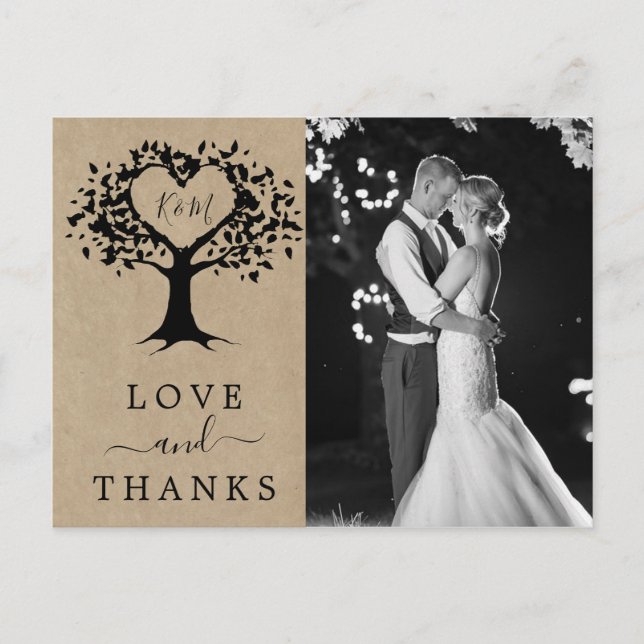 Postal De Anuncios Colección de Bodas The Rustic Heart Tree Agradecim (Anverso)