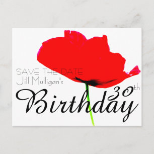 Postal De Anuncios Colección POPPY 30 cumpleaños Guardar la fecha