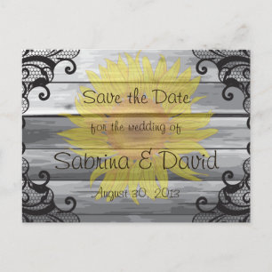Postal De Anuncios Colección Sunflowers Barn Wood Save the Date