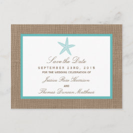 Postal De Anuncios Colección Turquoise Starfish Burlap Beach Wedding