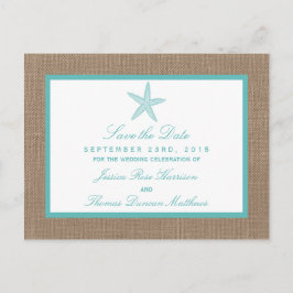 Postal De Anuncios Colección Turquoise Starfish Burlap Beach Wedding