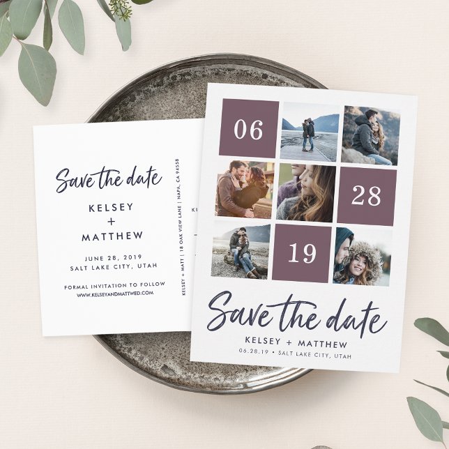 Postal De Anuncios Collage de cuadrícula | Foto Guardar la fecha (Subido por el creador)