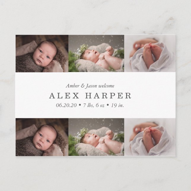 Postal De Anuncios Collage de fotos clásicas Nacimiento (Anverso)