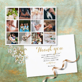 Postal De Anuncios Collage de fotos de boda moderno elegante agradeci
